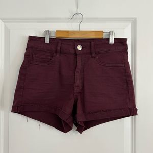 AEO American Eagle Outfitters Hi Rise Shortie Burgundy Shorts Size 8